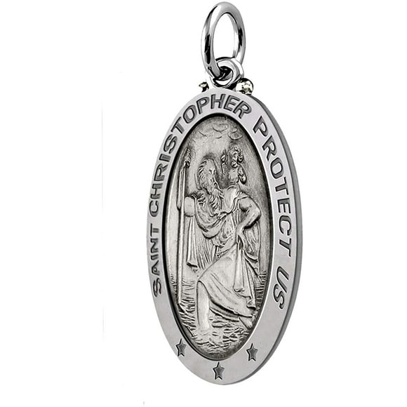 18in to 24in US Jewels And Gems Womens 0.925 Sterling Silver Saint Anthony Antique Finish 0.75in Round Pendant Necklace 